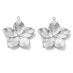 304 Stainless Steel Rhinestone Pendants, Flower, Stainless Steel Color, 26x24.5x3.5mm, Hole: 1.5mm(STAS-Z121-53P)