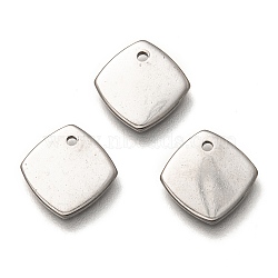 304 Stainless Steel Charms, Rhombus, Stainless Steel Color, 12x11.5x1mm, Hole: 1.2mm(STAS-H128-08P)