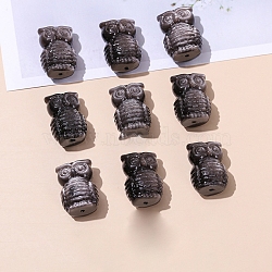 Natural Sliver Obsidian Carved Healing Figurines, Reiki Energy Stone Display Decorations, Owl, 19x13x10.5mm(PW-WG51571-03)