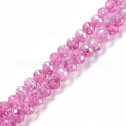 Transparent Electroplate Glass Beads Strands, Faceted, Round, AB Color Plated, Camellia, 6x5.5mm, Hole: 1.2mm, about 70pcs/strand, 14.84 inch(37.7cm)(X-EGLA-F160-02D)