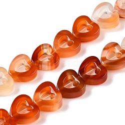 Natural Agate Beads Strands, Hollow Heart, 10x10x3~4mm, Hole: 1mm, about 20pcs/strand, 7.48 inch(19cm)(G-N342-89B)