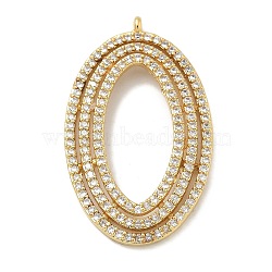 Rack Plating Brass Micro Pave Cubic Zirconia Pendants, Long-Lasting Plated, Lead Free & Cadmium Free, Oval Charms, Real 18K Gold Plated, 34.5x20x3mm, Hole: 1.5mm(KK-L224-051G)