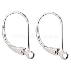 925 Sterling Silver Leverback Earring Findings, Carved 925, Silver, 16x9x1.5mm, Hole: 1mm, Pin: 0.8mm(STER-G027-22S)