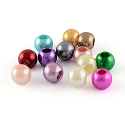 Nbeads 500G ABS Plastic Imitation Pearl European Beads, Large Hole Beads, Rondelle, Mixed Color, 11.5~12x10mm, Hole: 4~5mm(MACR-NB0001-33)