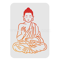 Large Plastic Reusable Drawing Painting Stencils Templates, for Painting on Scrapbook Fabric Tiles Floor Furniture Wood, Rectangle, Buddha Pattern, 297x210mm(DIY-WH0202-067)