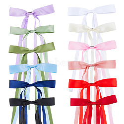 24Pcs 12 Colors Polyester Ribbon Bowknot Alligator Hair Clips, for Women Girls, Mixed Color, 260x145x10~12mm, 2pcs/color(PHAR-FH0001-04)