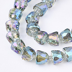 Electroplated Glass Beads, Faceted, Bell, Pale Turquoise, 10.5~11x9mm, Hole: 1mm(EGLA-T016-01-B02)