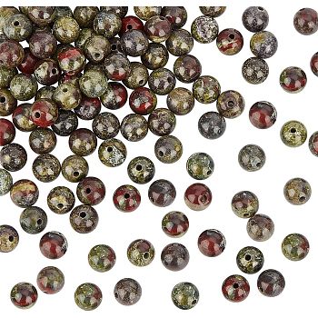 Natural Dragon Blood Jasper Bead Strands, Round, 6mm, Hole: 1mm, about 61pcs/Strand, 15.51''(39.4cm), 2strands/box