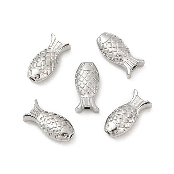 304 Stainless Steel Beads, Fish, Stainless Steel Color, 4.5x9x2.5mm, Hole: 1mm