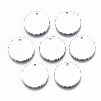 Brass Pendant, Long-Lasting Plated, Stamping Blank Tag, Nickel Free, Flat Round, Silver Color Plated, 16x1mm, Hole: 1.5mm