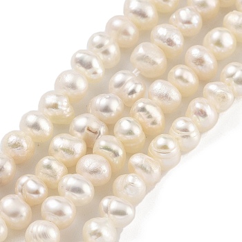 Natural Cultured Freshwater Pearl Beads Strands, Potato, PapayaWhip, 3~4mm, Hole: 0.5mm, about 44~53pcs/strand, 6.69~7.28 inch(17~18.5cm)