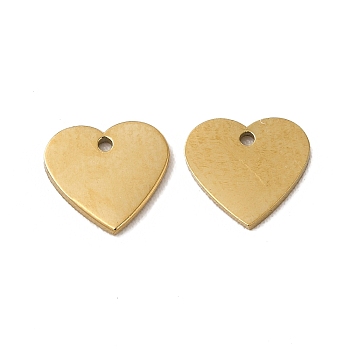 Ion Plating(IP) 304 Stainless Steel Charms, Heart Charm, Real 14K Gold Plated, 6x6.5x0.5mm, Hole: 0.7mm