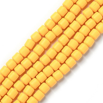 Handmade Polymer Clay Bead Strands, Column, Gold, 6.5x6mm, Hole: 1.2mm, about 61pcs/strand, 15.75 inch(40cm)