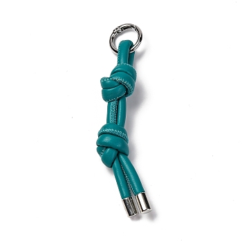 Imitation Leather Keychain, with Platinum Alloy Finding, for Bag Car Pendant Decoration, Dark Cyan, 12cm