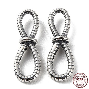 925 Thailand Sterling Silver Connector Charms, Tibetan Style Infinity Links, Antique Silver, 23.5x8x5mm, Hole: 7.5x4.5mm and 7x3.5mm