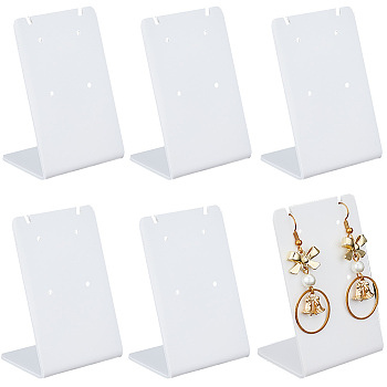 12Pcs Acrylic Earring Display Stands, L-shaped Jewelry Organizer Holder for Earring Storage, White, 3.6x4.95x7cm, Hole: 1.4mm