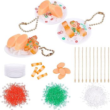 Olycraft DIY Imitation Food Jewelry Making Finding Kits, Including Hot Pepper Slice & Rice & Streaky Pork PVC & ABS Plastic Pretending Prop Decorations, Iron Ball Chains, Mixed Color