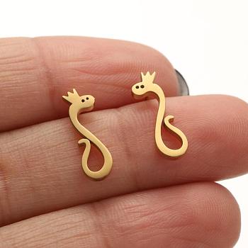 Stainless Steel Studs Earring, Jewelry for Women, Golden, 15x4mm