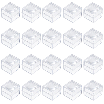 20Pcs Transparent Plastic Ring Viewer Magnifier Boxes, Magnifier Cubes for Coins, Jewelry, Stones, Specimens, Clear, 26x26x23mm, Inner Size: 21.5x21.5mm