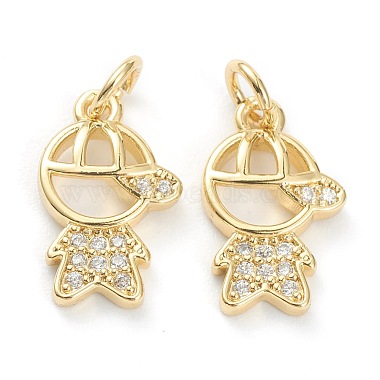 Real 18K Gold Plated Clear Human Brass+Cubic Zirconia Pendants