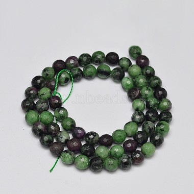 Faceted Round Natural Ruby in Zoisite Bead Strands(G-F289-11-5mm)-2