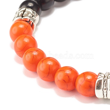 bracelet extensible rond en perles synthétiques turquoise (teint) pour femme(BJEW-JB07531-02)-4