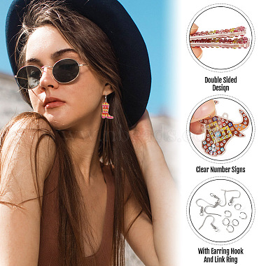 Kits de aretes con pintura de diamantes de vaquero boho diy(DIY-TA0006-21)-4