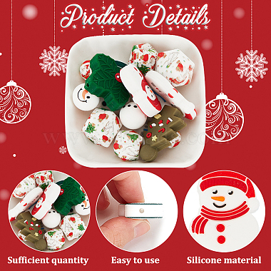 14Pcs 11 Style Christmas Theme Food Grade Eco-Friendly Silicone Beads(SIL-OC0001-13)-4