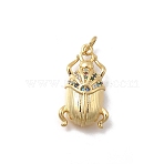 Brass Micro Pave Cubic Zirconia Pendants, Insect Charms, Cadmium Free & Lead Free, Rack Plating, Long-Lasting Plated, Real 18K Gold Plated, with Jump Ring, Colorful, 22x13x5mm, Hole: 3.5mm(KK-D431-074B-02)