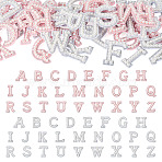 52Pcs 52 Styles Hotfix Rhinestone, with Plastic Imitation Pearl and Rhinestone Trimming, Crystal Glass Sewing Trim Rhinestone Tape, Letter A~Z, Pink, 43.5~47x20.5~51.5x6mm, 1pc/style(PATC-TA0001-56A)