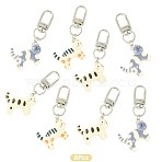 8Pcs Resin Pendant Decorations, with Alloy Swivel Clasps, Cat Shape, Platinum, Mixed Color, 65mm(HJEW-YW00333)
