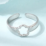 304 Stainless Steel Cuff Open Rings, Flower, Stainless Steel Color, 8.5mm, Inner Diameter: 18mm(SA-CBA383B-01P)