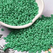 Baking Paint Glass Seed Beads, Donut, Medium Sea Green, 8/0, 2.5~3x1~1.5mm, Hole: 1~1.2mm, about 40909pcs/1pound(SEED-P006-03A-23)