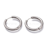 201 Stainless Steel Huggie Hoop Earrings, with 304 Stainless Steel Pin, Hypoallergenic Earrings, Ring, Stainless Steel Color, 24x3mm, 9 Gauge, Pin: 1mm(EJEW-O095-05-06)