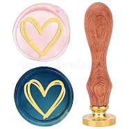 Brass Wax Seal Stamps with Rosewood Handle, for DIY Scrapbooking, Heart Pattern, 25mm(AJEW-WH0412-0041)