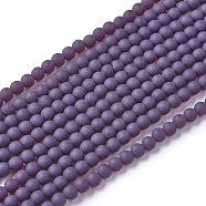 Frosted Opaque Glass Bead Strands, Round, Purple, 2.5~3mm, Hole: 0.7mm, about 150pcs/strand, 15.35 inch(39cm)(FGLA-G002-A04)