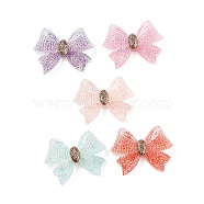 Transparent Resin Decoden Cabochons, Bowknot with Glitter Powder, Mixed Color, 32x44x10mm(RESI-M045-02)