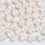 1 Strand Natural Cultured Freshwater Pearl Beads Strands, Round, Floral White, 8~9mm, Hole: 0.8mm, about 47pcs/strand, 14.76 inch(PEAR-NB0002-44)
