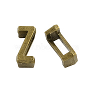 Tibetan Style Alloy Letter Slide Charms, Cadmium Free & Nickel Free & Lead Free, Letter.Z, 11x2~8x4mm, Hole: 7x2mm, about 1135pcs/1000g(TIBEB-Q055-26AB-NR)