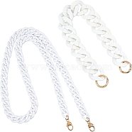 2Pcs Acrylic Curb Chain Bag Strap, with Alloy Clasps, for Bag Replacement Accessories, White, 111cm, 1pc(FIND-WR0002-18)