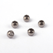 202 Stainless Steel Spacer Beads, Metal Findings for Jewelry Making Supplies, Round, Stainless Steel Color, 2x1.5mm, Hole: 1mm(STAS-G130-2mm-61P)