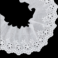 US 7.5 Yrads Flat Cotton Embroidery Ribbon, Garment Accessories, White, 3 inch(76mm)(OCOR-MA0001-02)