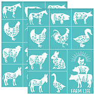 Self-Adhesive Silk Screen Printing Stencil, for Painting on Wood, DIY Decoration T-Shirt Fabric, Turquoise, Farm, 280x220mm(DIY-WH0338-244)