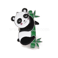 Enamel Pin, Alloy Enamel Brooch for Backpack Clothes, Bamboo, Panda, 29x21x2mm(JEWB-A009-03D)