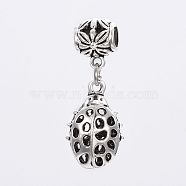 Alloy European Dangle Charms, Large Hole Pendants, Hollow, Insect, Antique Silver, 39mm, Hole: 5mm, Insect: 24x15x7.5mm(PALLOY-I173-27AS)