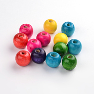Natural Wood Beads, Dyed, Round, Mixed Color, 16x15mm, Hole: 4mm, about 820pcs/1000g(TB16mmY)