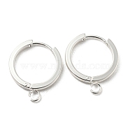 201 Stainless Steel Huggie Hoop Earrings Findings, with Vertical Loop, with 316 Surgical Stainless Steel Earring Pins, Ring, Silver, 18x2mm, Hole: 2.7mm, Pin: 1mm(STAS-A167-01D-S)