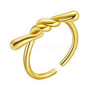 SHEGRACE Adjustable 925 Sterling Silver Cuff Rings, Open Rings, Twisted Knot, Real 18K Gold Plated, US Size 5, Inner Diameter: 16mm(JR835A)