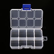 Plastic Bead Storage Container, Adjustable Dividers Box, Removable 8 Compartments Organizer Boxes, Rectangle, Clear, 10.5x6.6x2.3cm, Compartment: 3.1x2.7x2cm(CON-R015-01)
