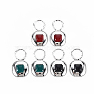 Rack Plating Alloy Pendants, with Resin, Platinum, Cadmium Free & Nickel Free & Lead Free, Rectangle, Mixed Color, 40.5x24x7mm, Hole: 12.5mm(PALLOY-Q436-024-NR)